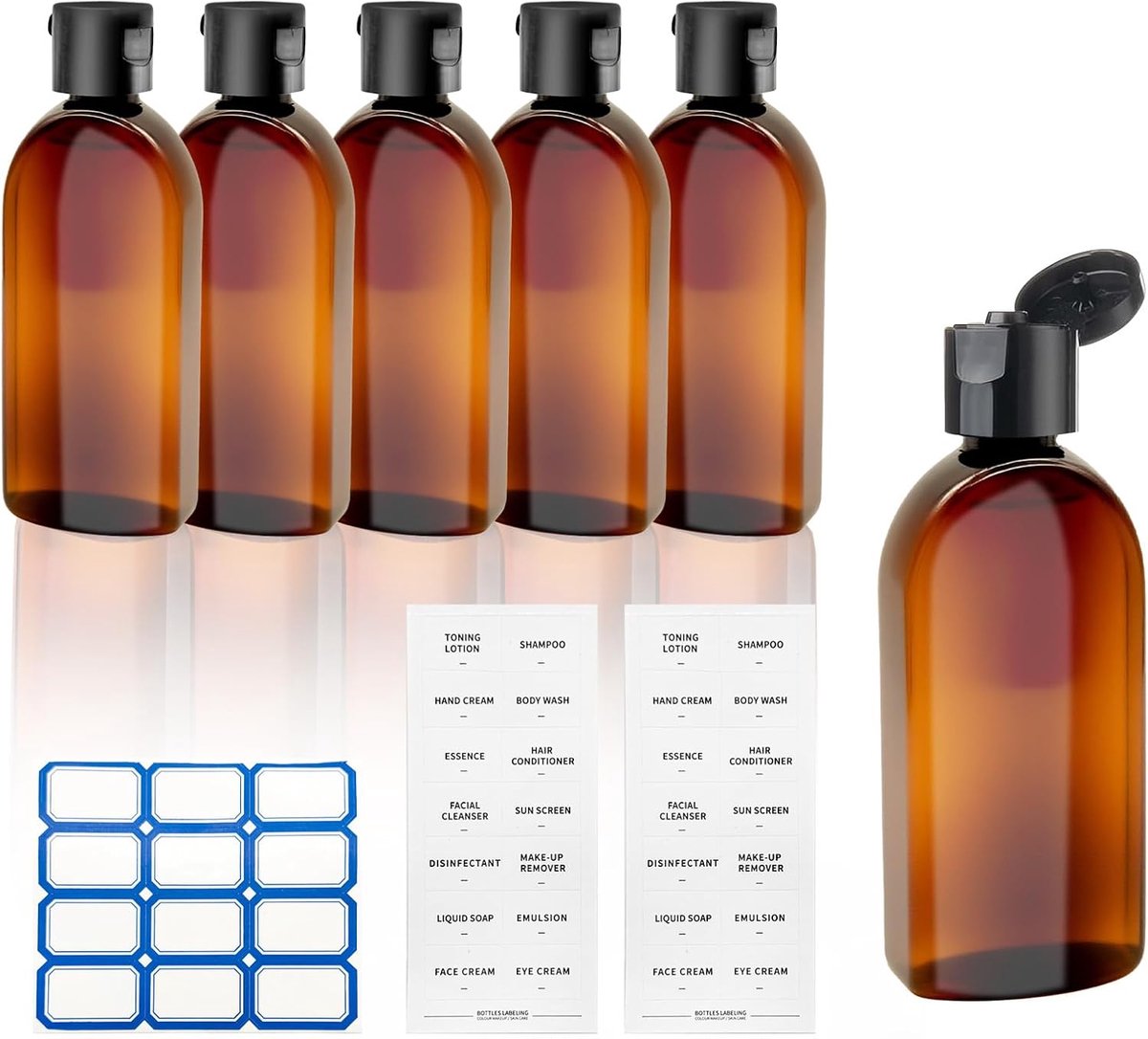 6 stuks reisflessen om te vullen, 100 ml, reisflessen, geschikt voor vliegtuigen, reismaten, shampoo, container, lege plastic fles voor shampoo, douchegel, cosmetica