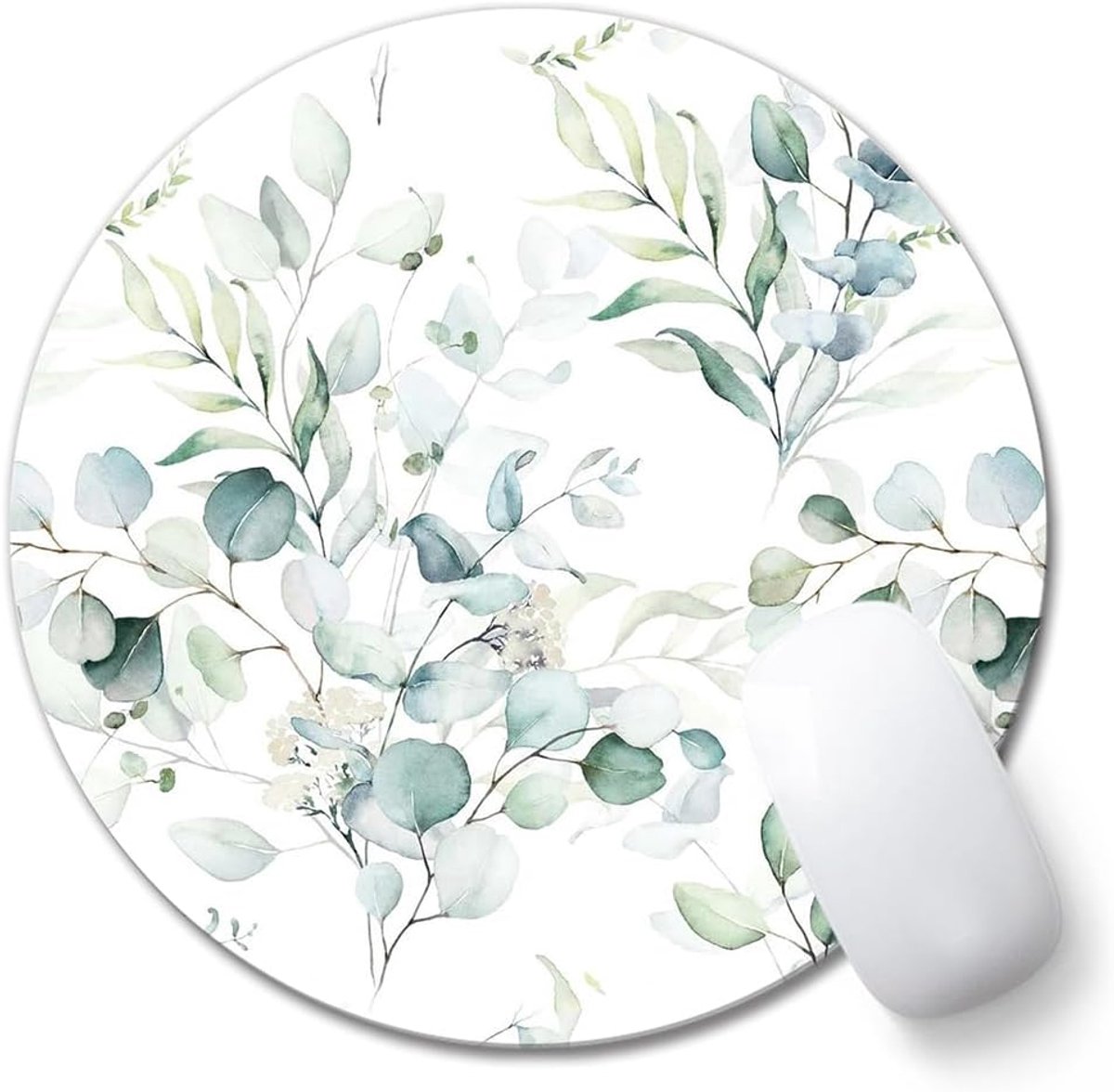 Muismat klein rond 20 cm muismat muismat met motief groene bladeren