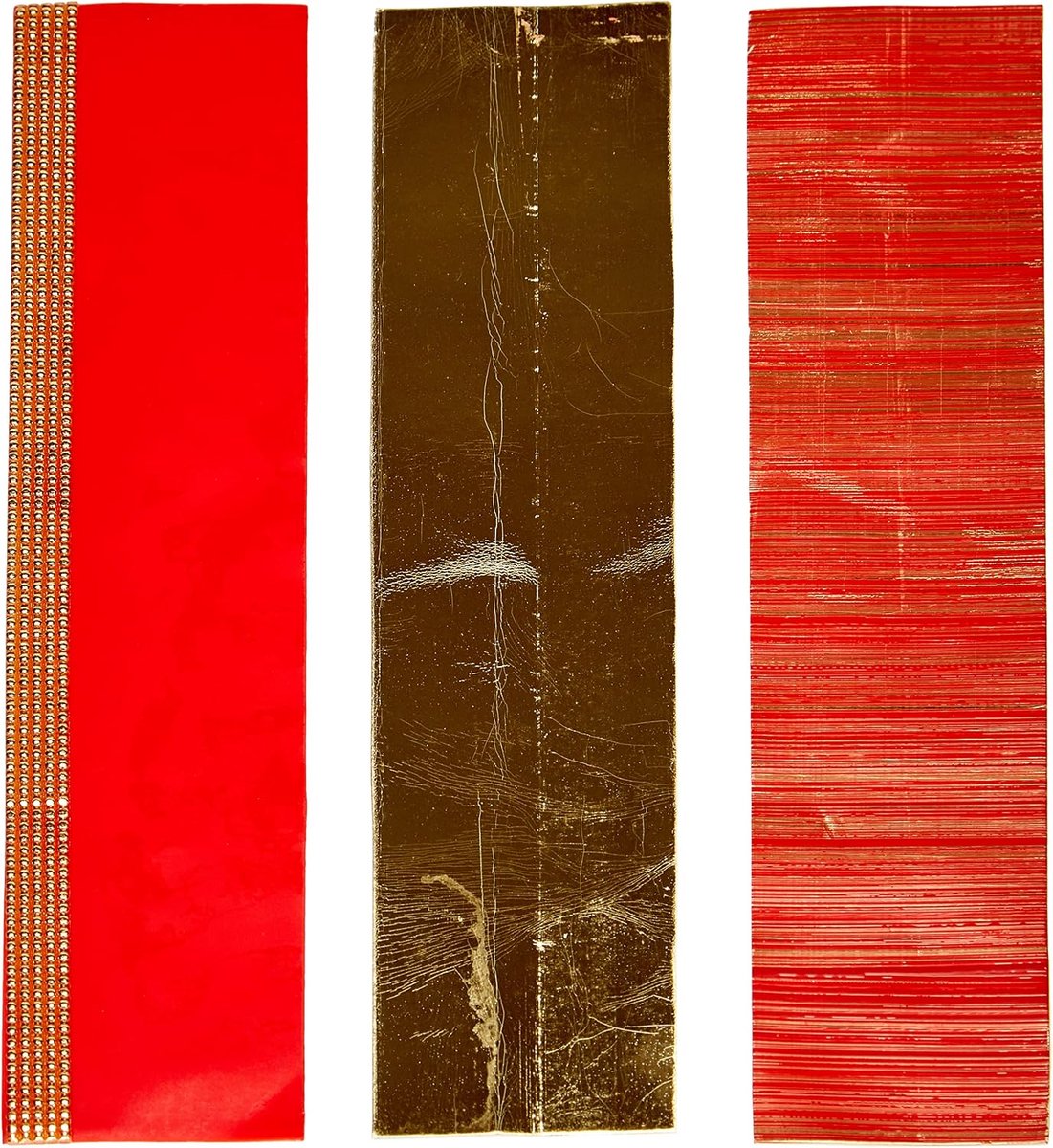 Creatives Hobby 7074-20245 Versierwasplaten mix rood/goud, 3 halve wasplaten, ca. 200 x 50 x 0,5 mm en een wasstrip, voor het modelleren en decoreren van kaarsen