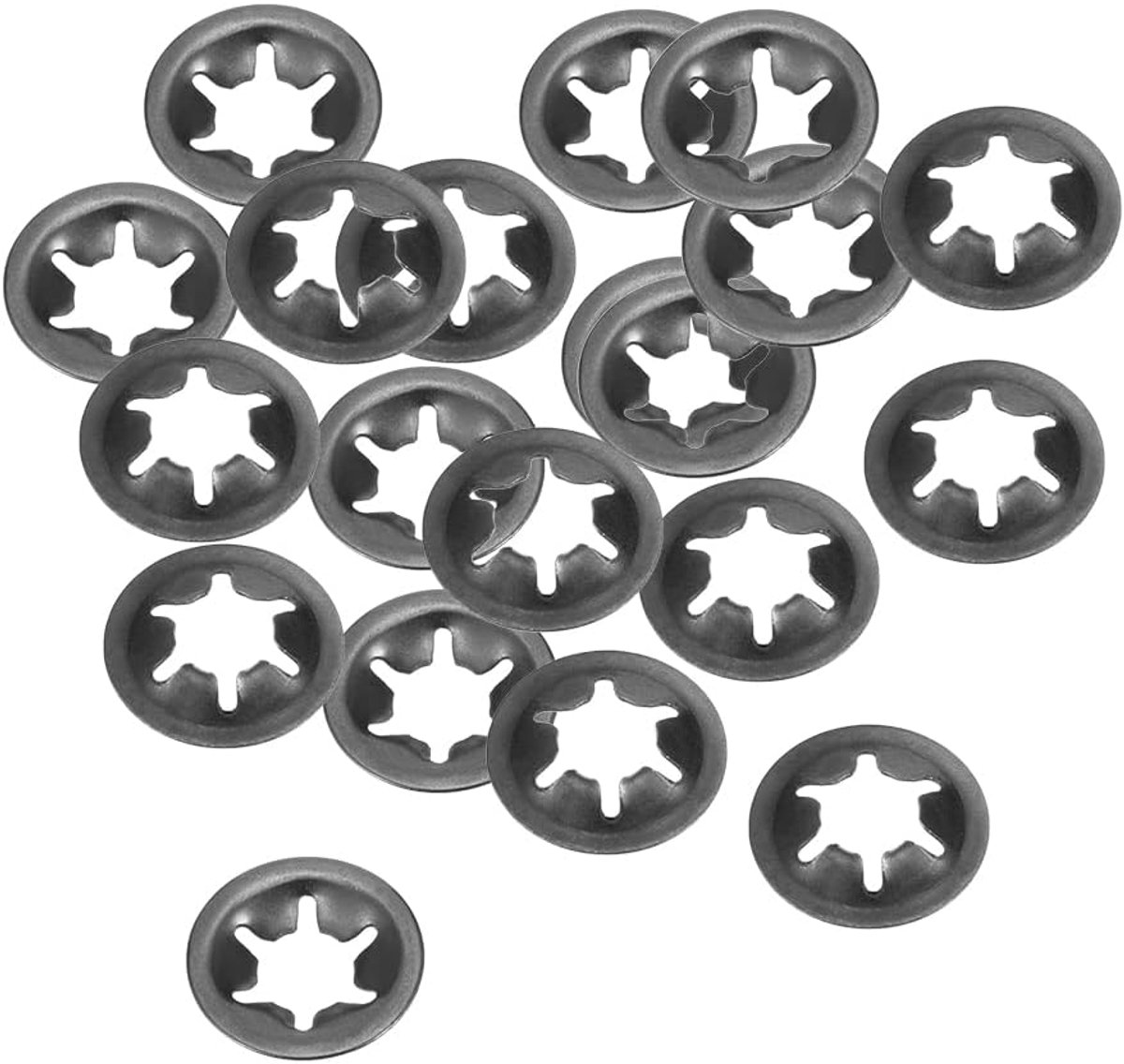 Sourcing map 2 stuks 0 M8 wasmachine 7 mm I.D.18 mm O.D.vergrendeling indrukken 65 Mn zwart M10 (9.2*20) 20 pakken