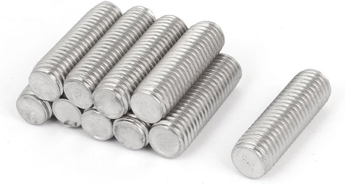 Sourcing map 10 stuks. metrische rechterhand volledige schroefdraadstang staande bouten M12 x 40 mm de