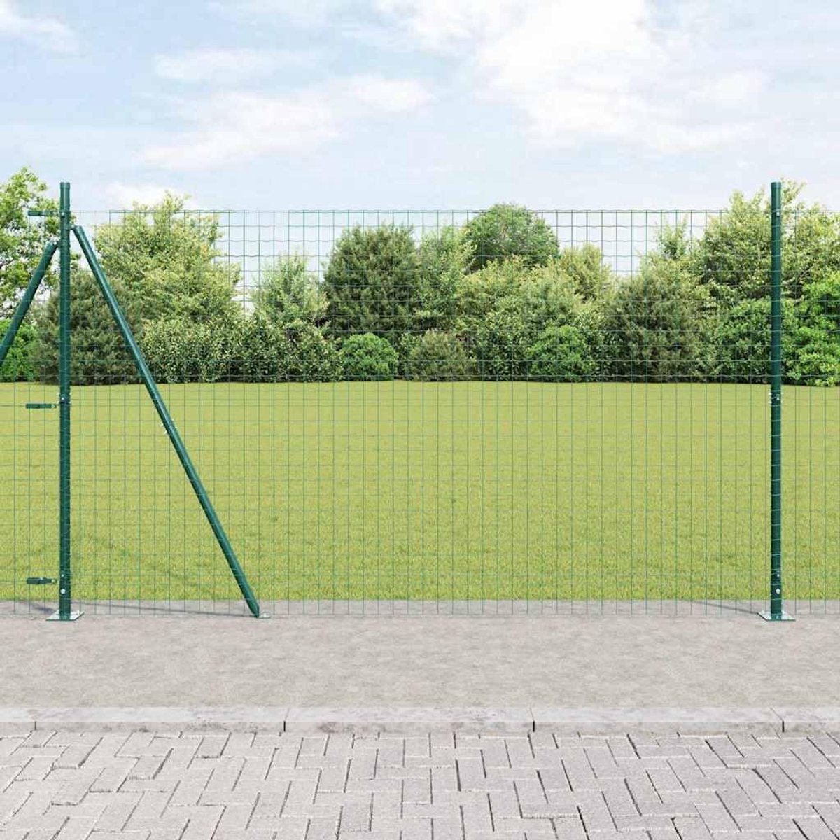 Concretebasefix Tuinhek, metaal, omheiningen, weerbestendig en gepoedercoat, stabiele inkijkbescherming voor terras, erf en tuin, groen, 10 x 1,5 m (50 x 50 mm mesh)