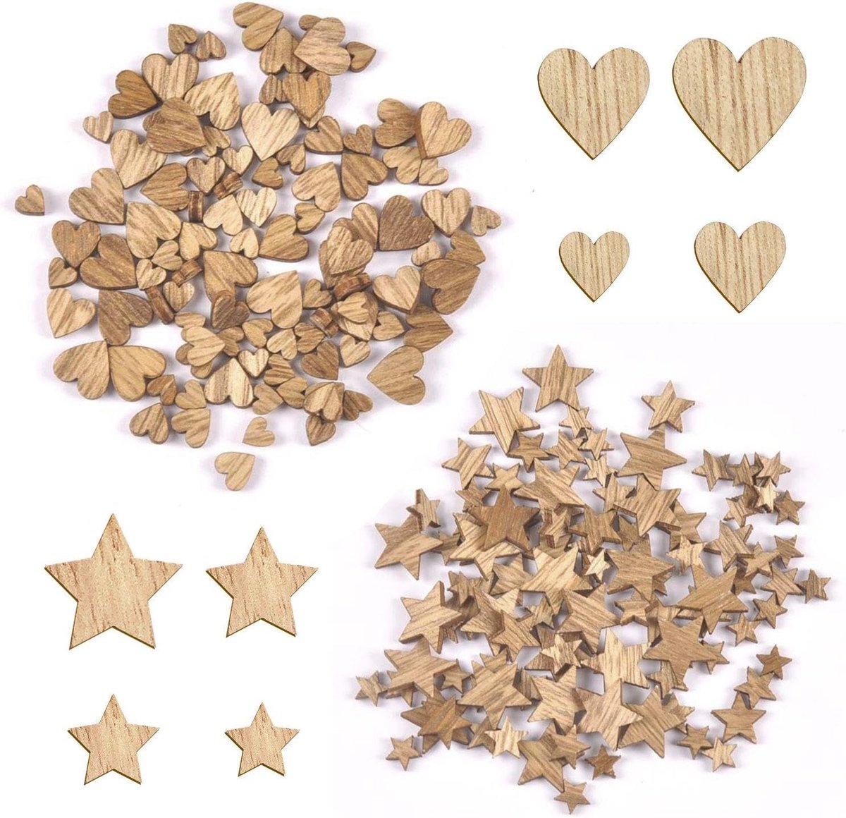 400 Stukken Houten Decoratie, Liefde Vijfpuntige Stervorm, Houten Chip Desktop Decoratie, Geschikt Voor Bruiloft Decoratie, Vakantie Geschenken, Handgemaakt.