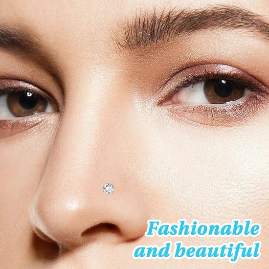 60 stuks kristallen neuspiercing, roestvrij staal, hypoallergene neuspiercing, neusstud-oorbellen — afbeelding 3
