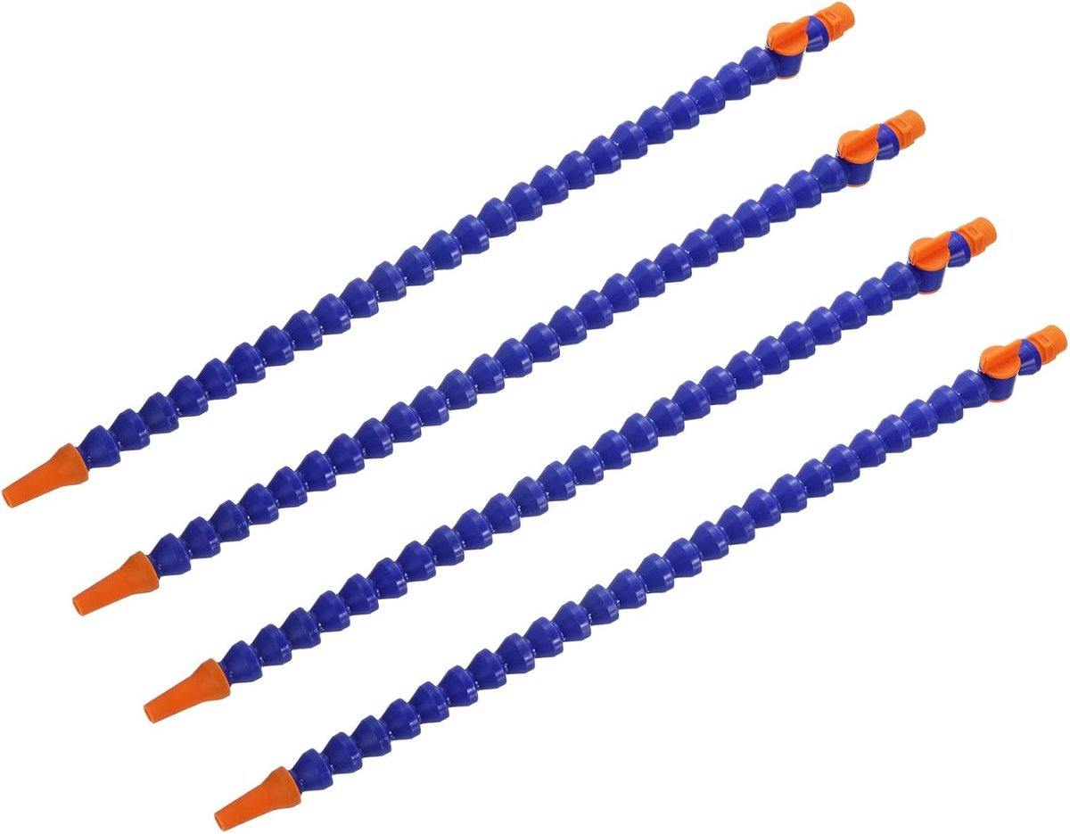 4 stuks G3/8 inch schroefdraad flexibele water-olie-koelvloeistofslang, 500 mm kunststof verstelbaar rond mondstuk, koelslang met schakelaar en binnenbuis voor CNC-waterkoelsysteem