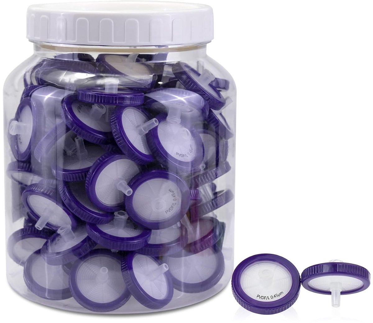 Filters hydrofilic 0,45 μm poriëngrootte, 33 mm membraandiameter, laboratoriumspuitfilters voor de biomedische wetenschap