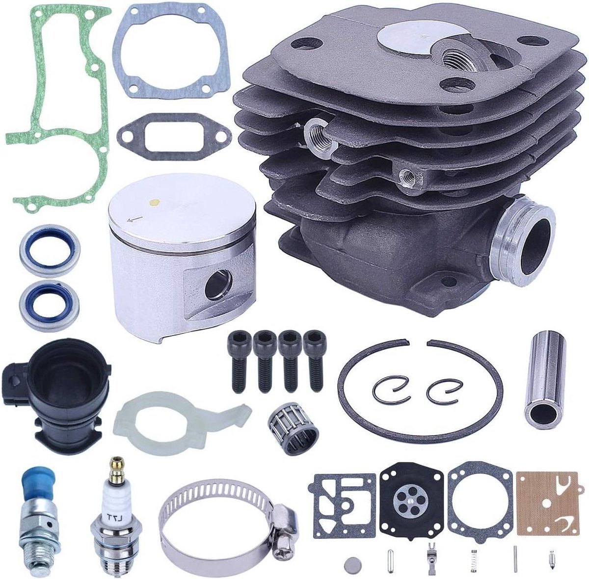 Cilinder Zuiger Set - Kettingzaag Onderdelen - Motor Reparatie - 52mm Boring - 52 mm - Zilver