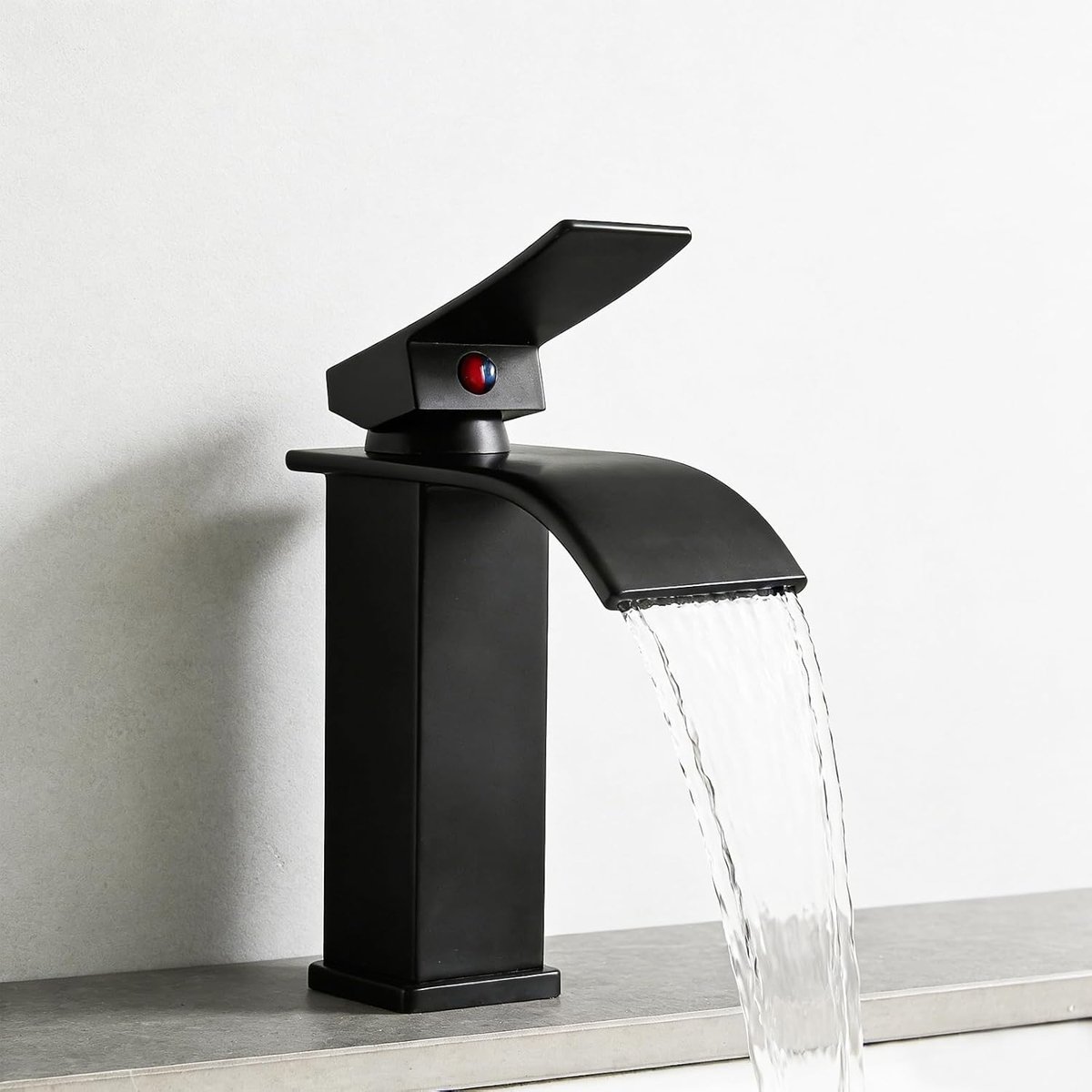 Kraan voor badkamer, wastafel, waterval, met 2 waterslangen van 60 cm en een schroefdraadslang voor badkamer, keuken, tuin