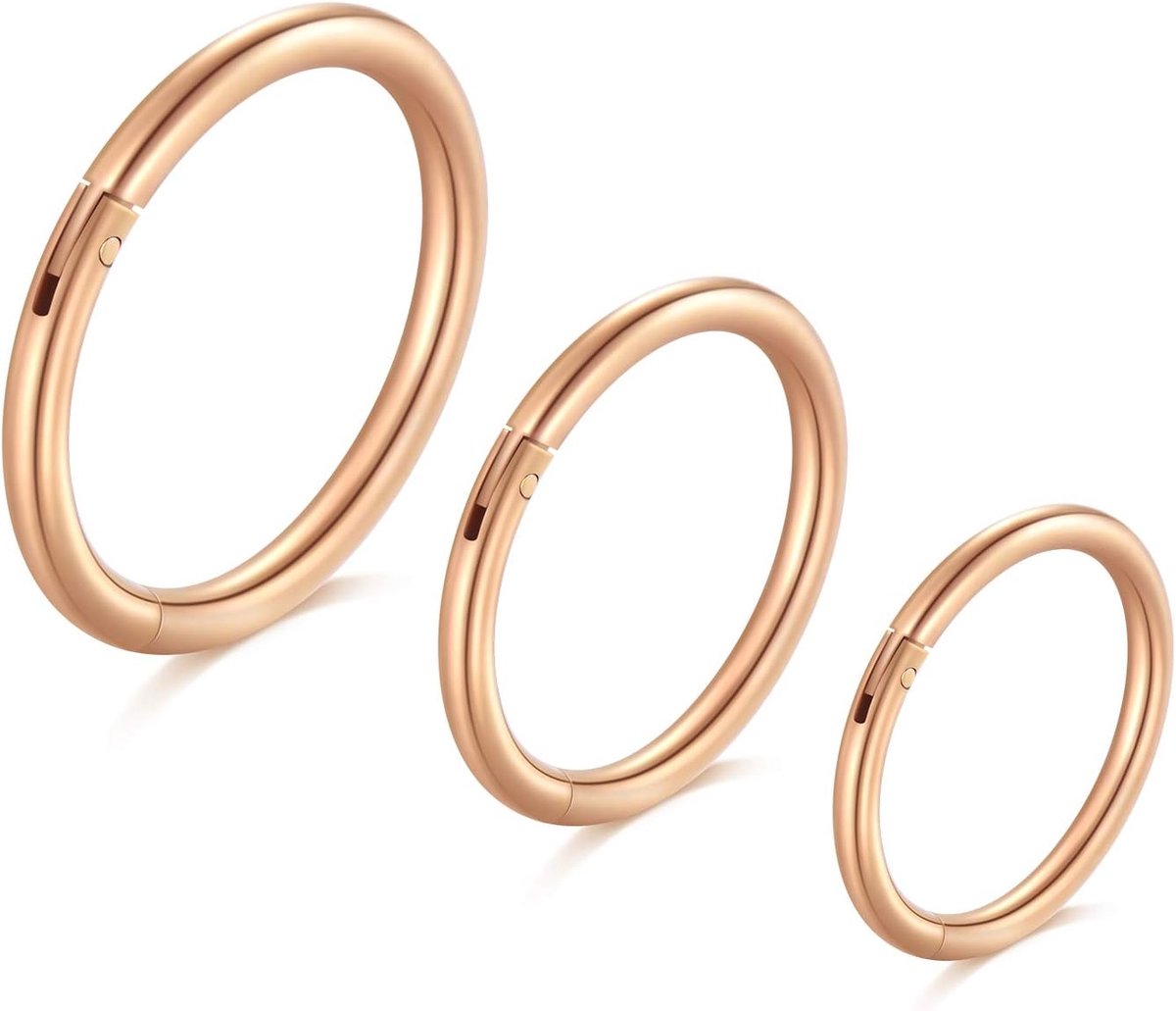 Neuspiercing, 2 stuks, 316L chirurgisch staal, septum clicker ring, helix, conch, kraakbeen, tragus, oor, binnendiameter 5-12 mm, zilver, goud, zwart, Roestvrij staal
