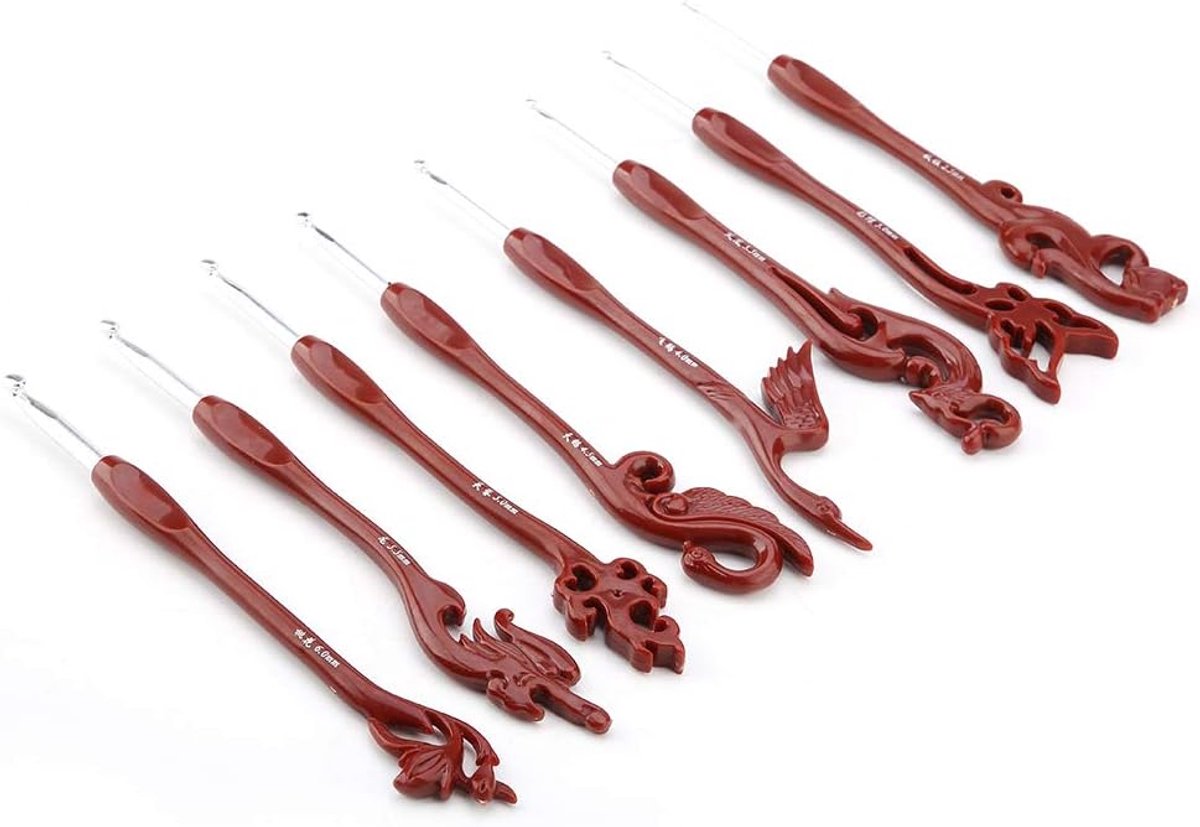 Haaknaalden Set - 8 STKS Retro Vogels Unieke Haaknaalden Set Breien Gladde Naalden Gereedschap Met Ergonomische Handvat Voor Trui Hoed