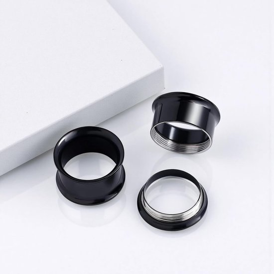 Tunnel met hanger 18 mm tunnel roestvrij staal 18 mm piercing sieraad vrouw kruis zwart 11/16", 14mm (9/16"), Metaal, Geen Edelsteen — afbeelding 3