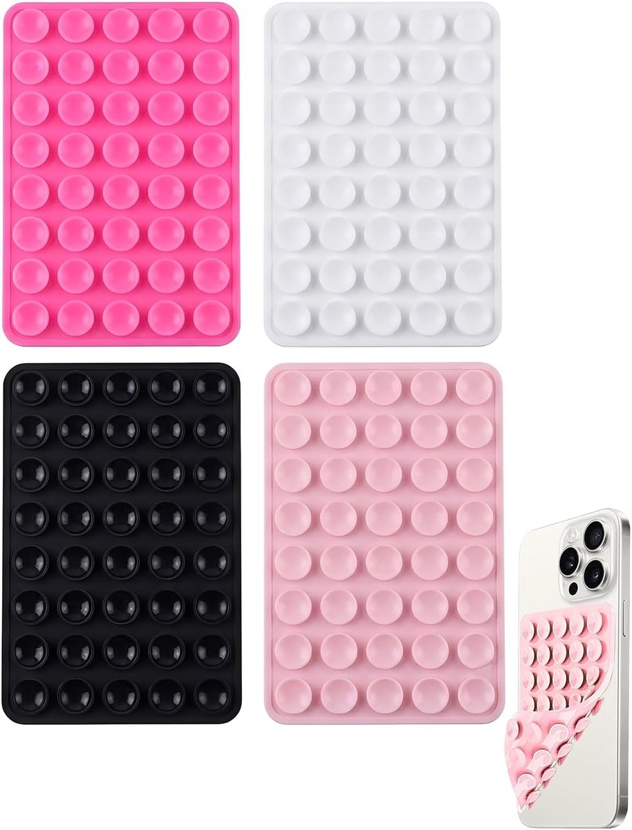 4 stuks dubbelzijdige siliconen zuignaphouder, sterke hechting voor mobiele telefoon, handsfree in douche, auto en bureau
