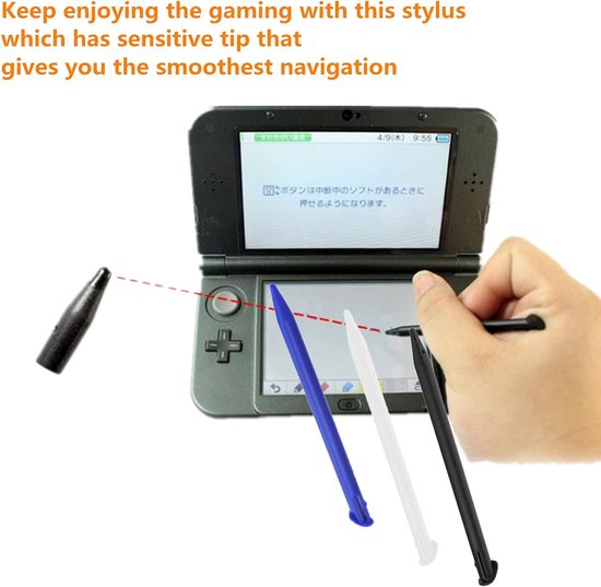 3 stuks kunststof reserve-touchscreen-stylus-pen, compatibel met Nintendo New 3DS XL, New 3DS LL (wit) — afbeelding 3