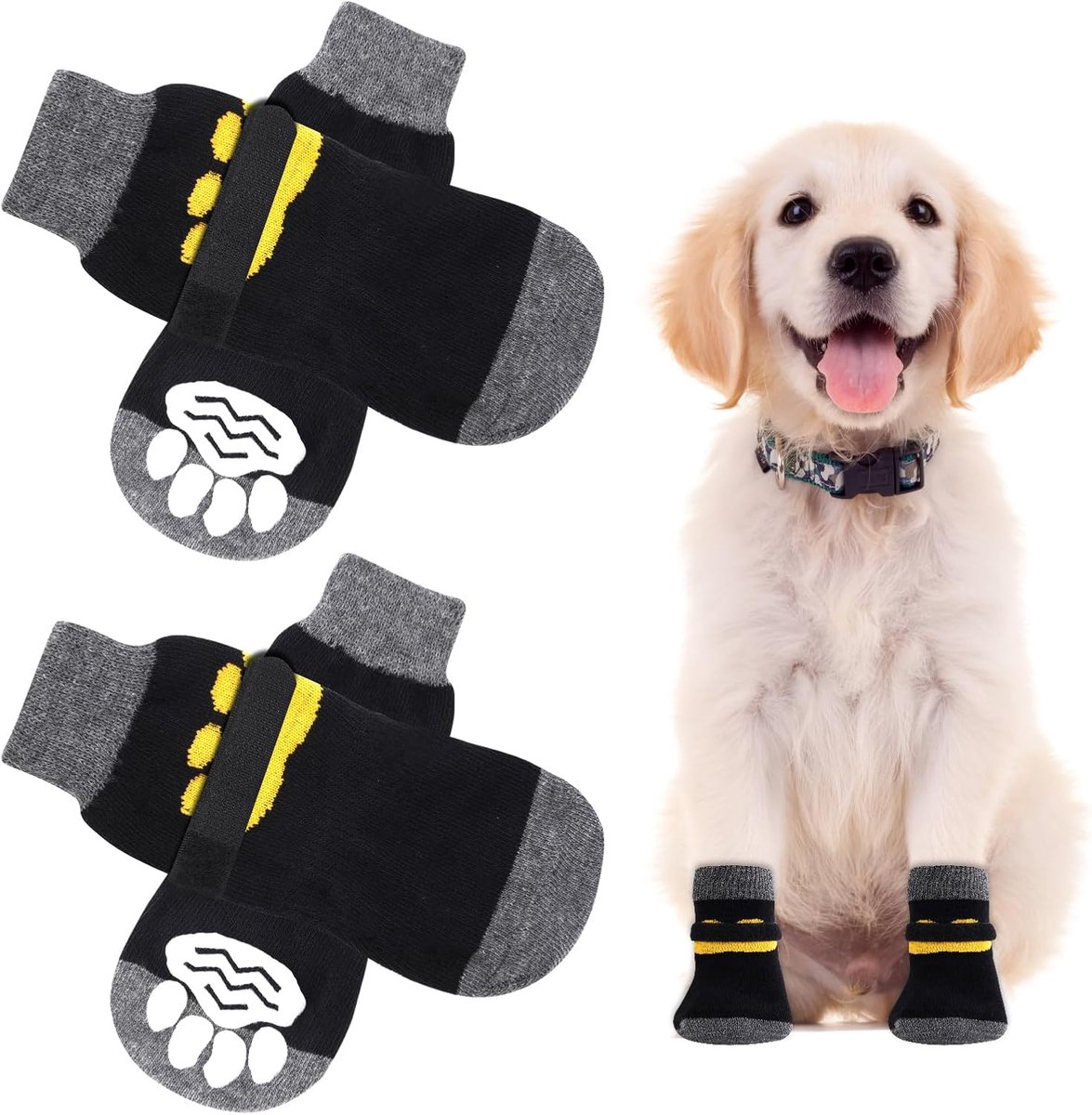 2 Paar Antislipsokken Voor Binnen Voor Honden, Zachte Huisdierbescherming, Antislip Hondensokken Met Klittenbandsluiting, Hondensokken Voor Kleine Middelgrote Grote Honden-S