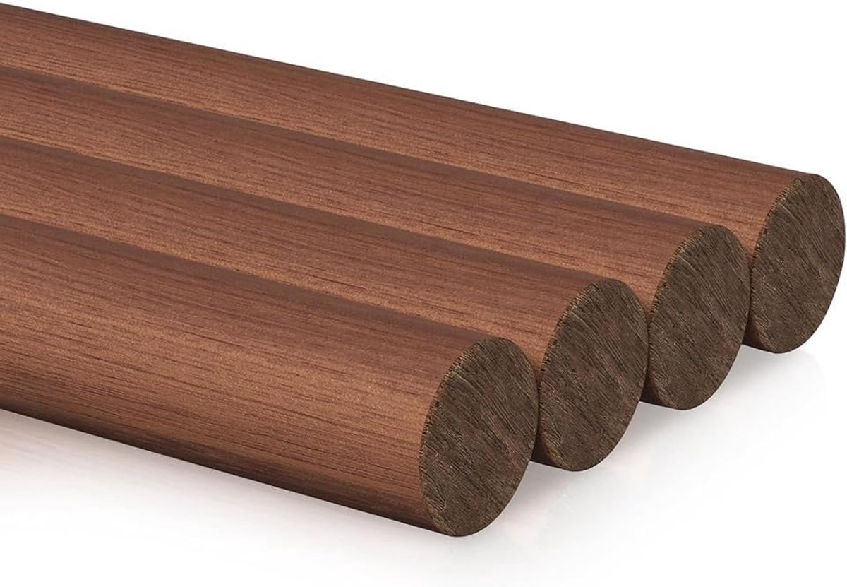 Houten pluggen set van 4 walnoot onafgewerkte ronde houten ambachtelijke stangen