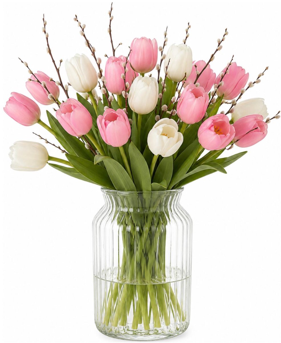 DK Design Bloemenvaas Basic - transparant glas - D12 x H17 cm - decoratie vaas