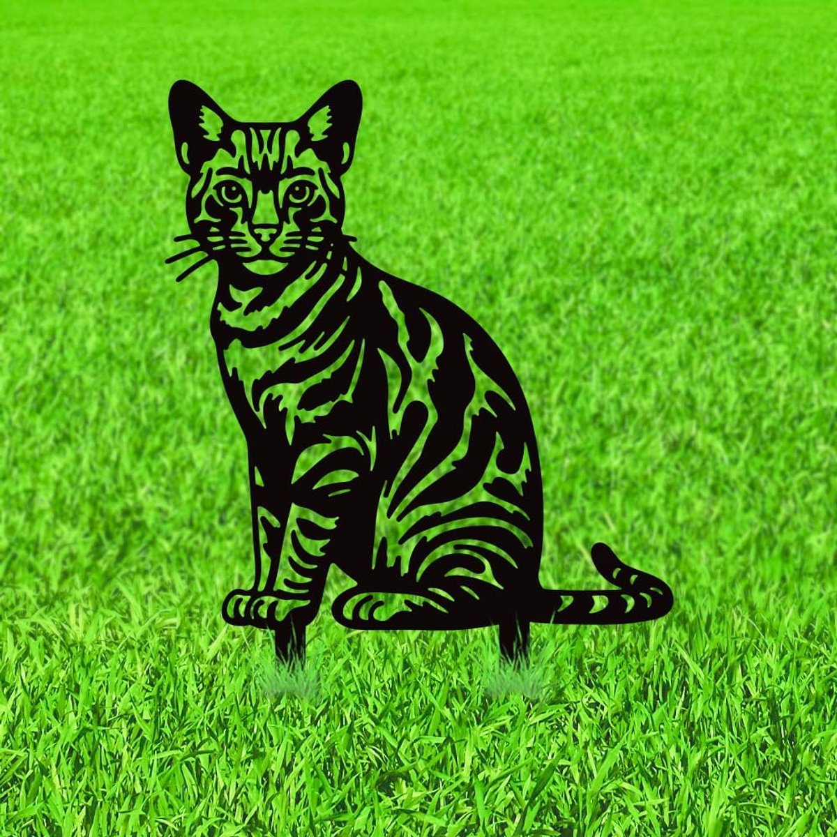 Tuinpalen Bengaalse kat - metalen decoratie - schattig silhouet - unieke tuinkunst - ShopVlot