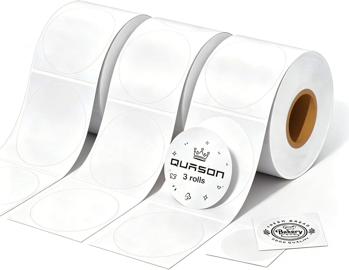 Ronde thermische labels 3 inch - BPA-vrij - 900 labels/3 rollen - Ideaal voor kleine bedrijven - ShopVlot