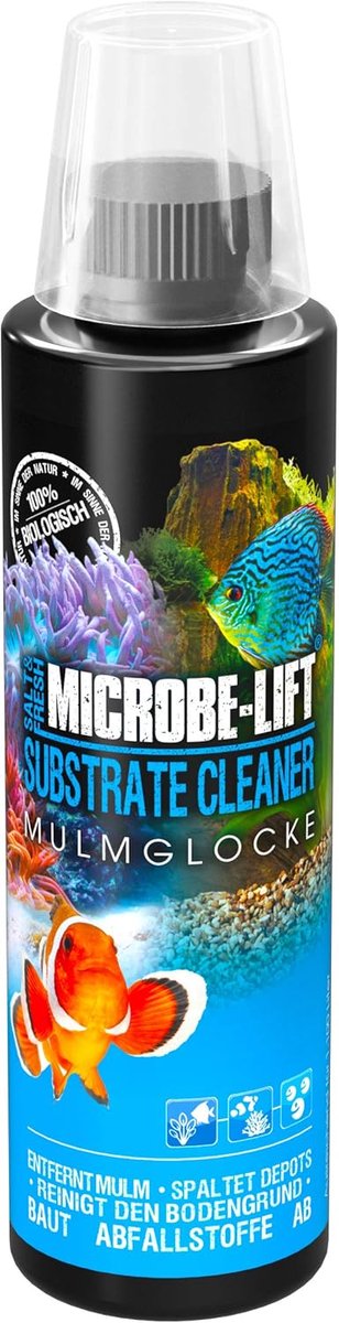SnelShoppen - MICROBE-LIFT GSC08US Substraat Reiniger - Actieve Bacteriën voor Aquariums, Verwijdert Schimmel en Vuil, 236 ml, Bruin, Voor Zoet- en Zo