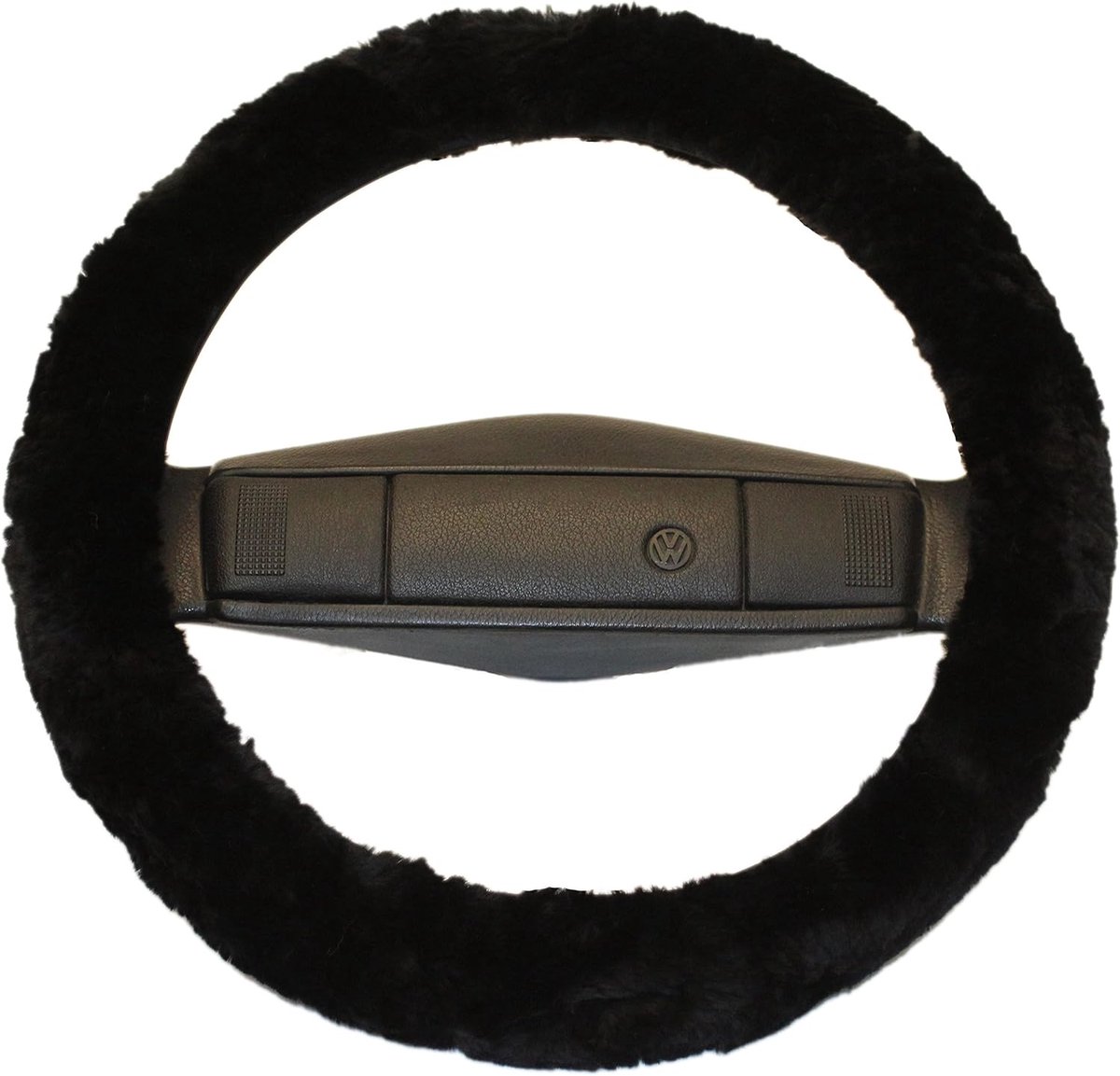 Stuurhoes voor auto - 25 mm schapenvacht - zwart - perfecte grip en comfort - ShopVlot