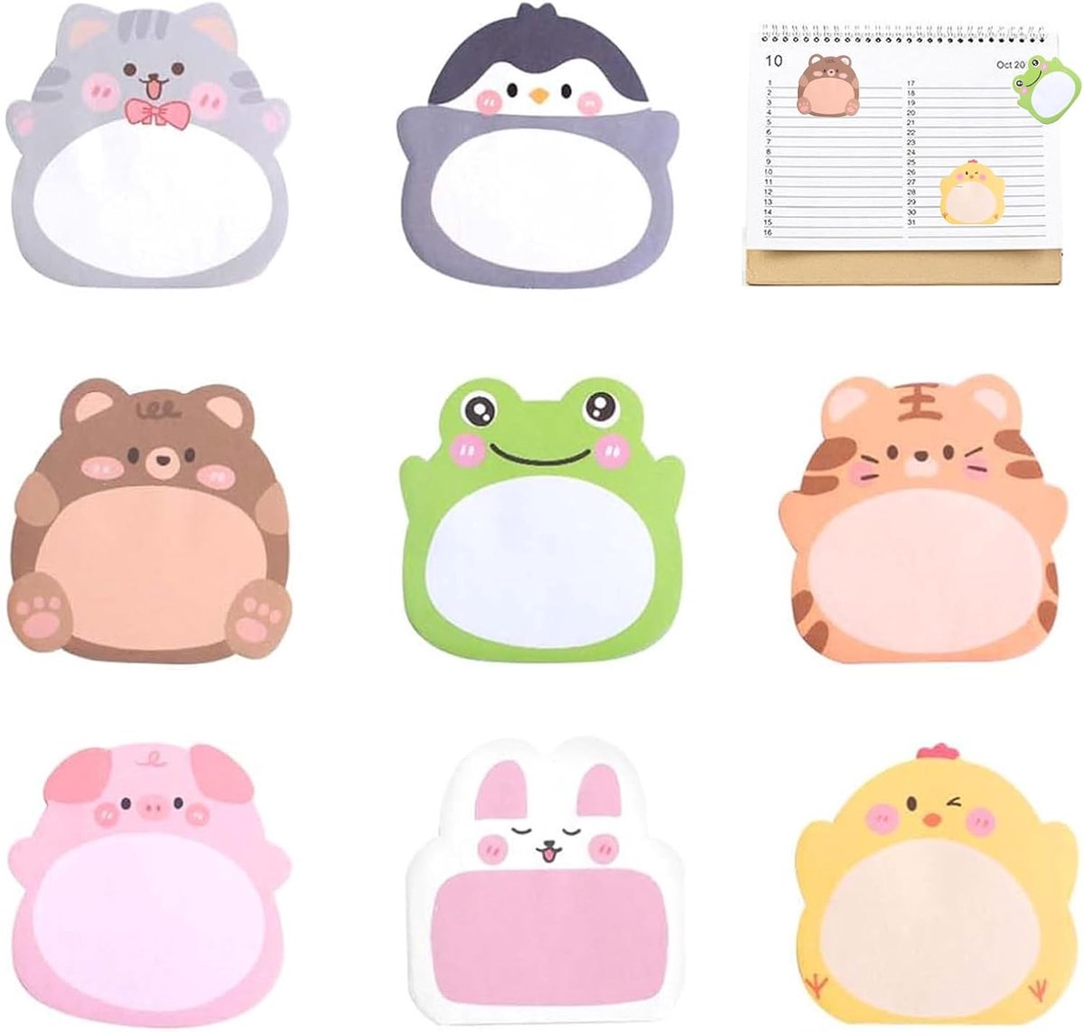 Set van 32 kleine zelfklevende notitieblokjes - cartoon dieren - ideaal als cadeautje voor kinderen - ShopVlot