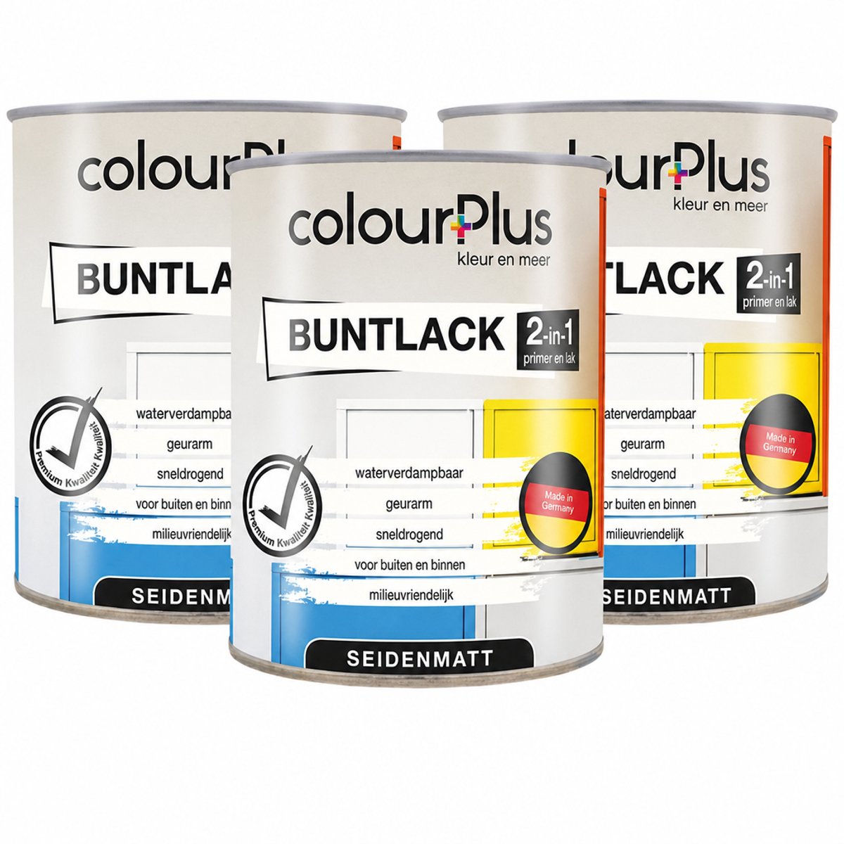 ColourPlus Lakverf - Dekkende Verf - Acrylverf - 2-in-1 - Weerbestendig - Zijdeglans - Antraciet - 3x750ml (2.25L)