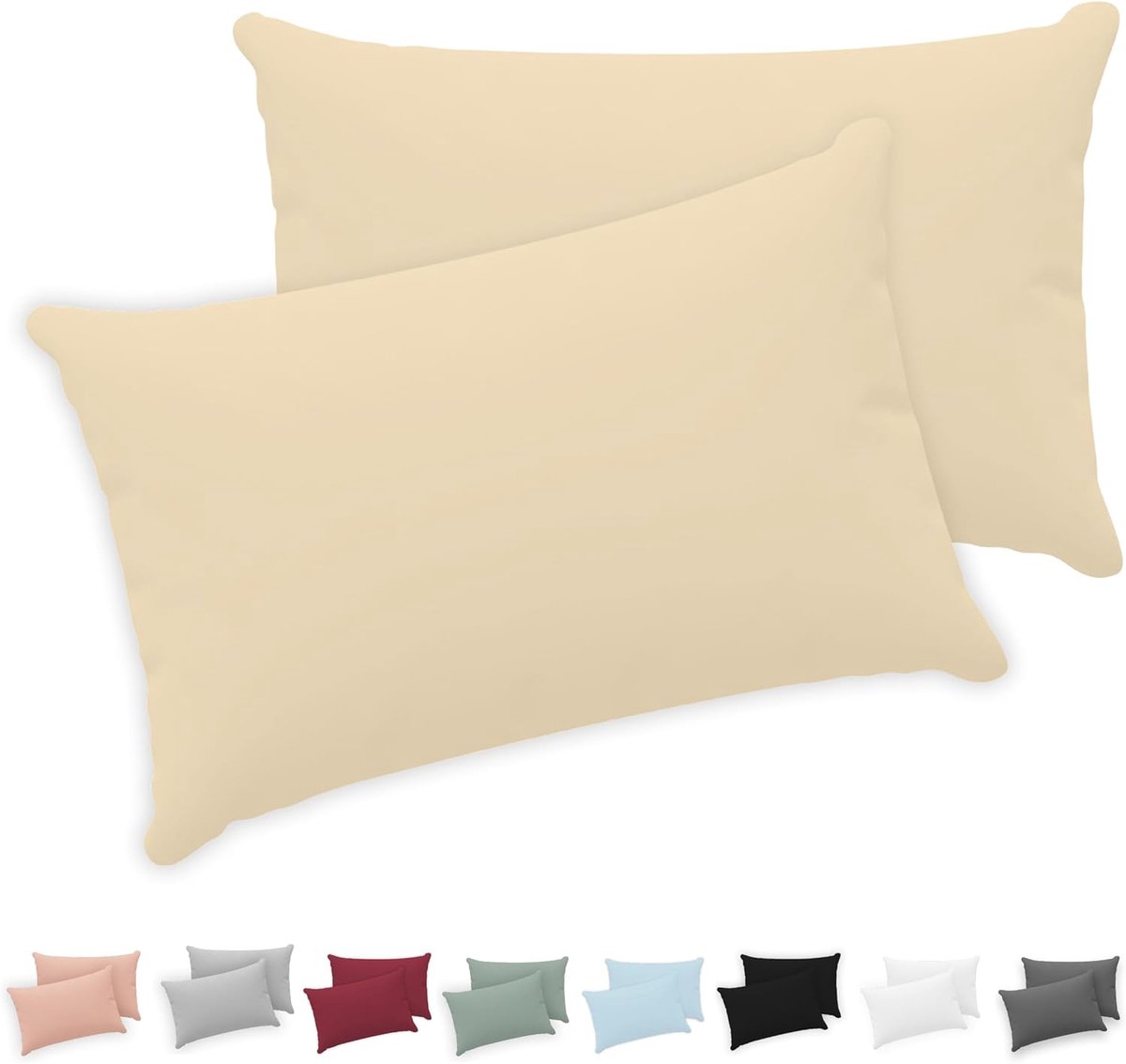 Pillowcase 40x70 - Set van 2 - 100% Katoen Jersey - Ademend en Hypoallergeen - Voor een heerlijke nachtrust - ShopVlot
