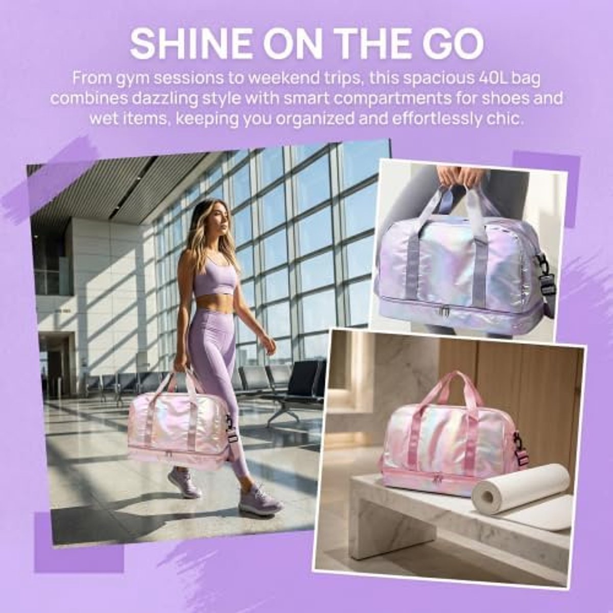 Sporttas Dames Groot - 40L Waterdicht - Met Schoencompartiment - Ideaal voor Gym - ShopVlot