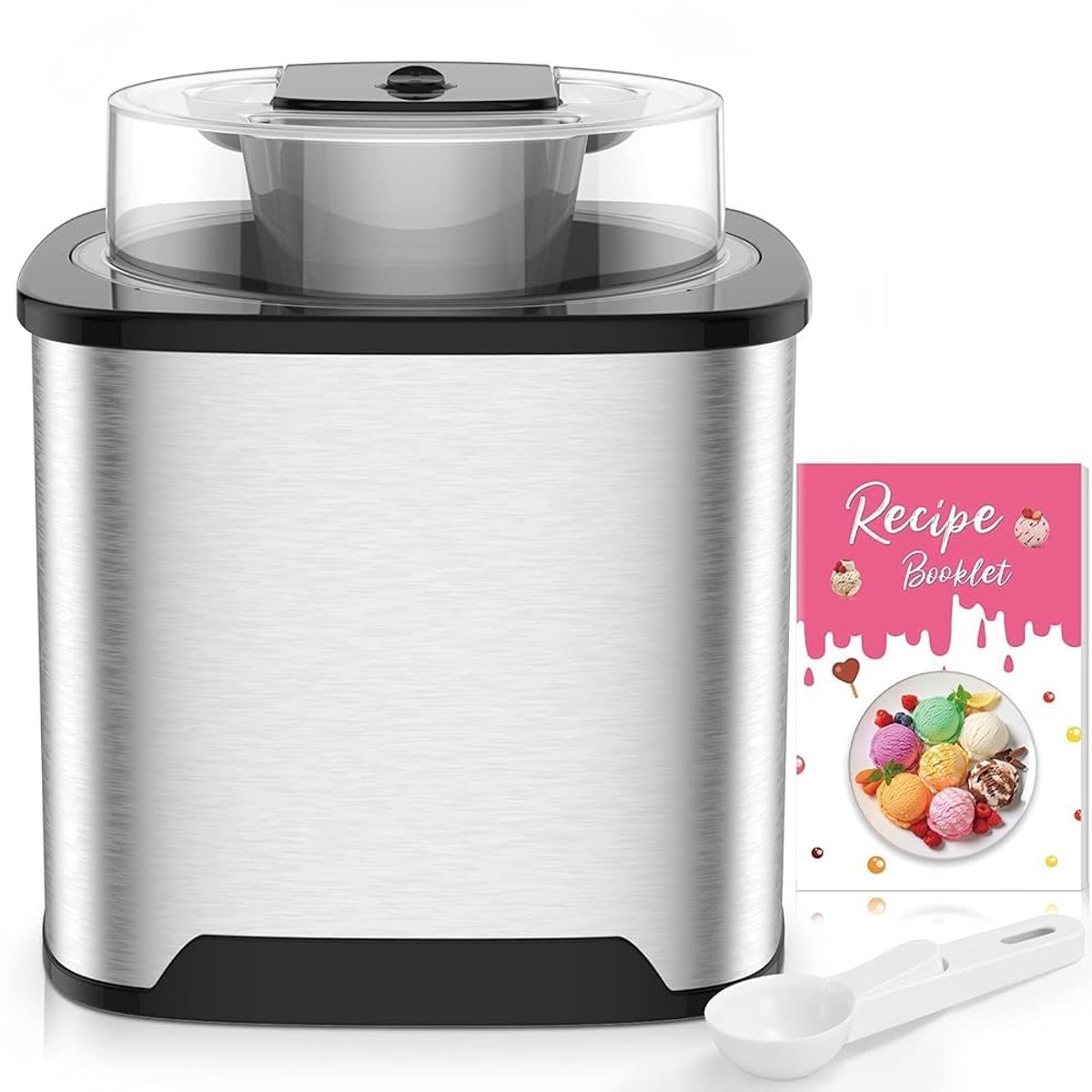 IJs Machine 2L Rvs - Met Receptenboek - Voor IJs, Sorbet en Frozen Yogurt - ShopVlot