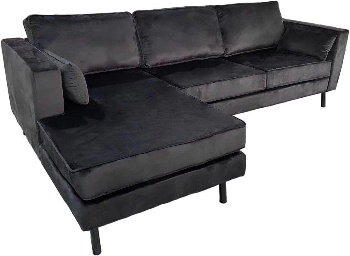 Hoekbank design Hilde 270 cm - zwart - links - eenvoudig te monteren - ShopVlot
