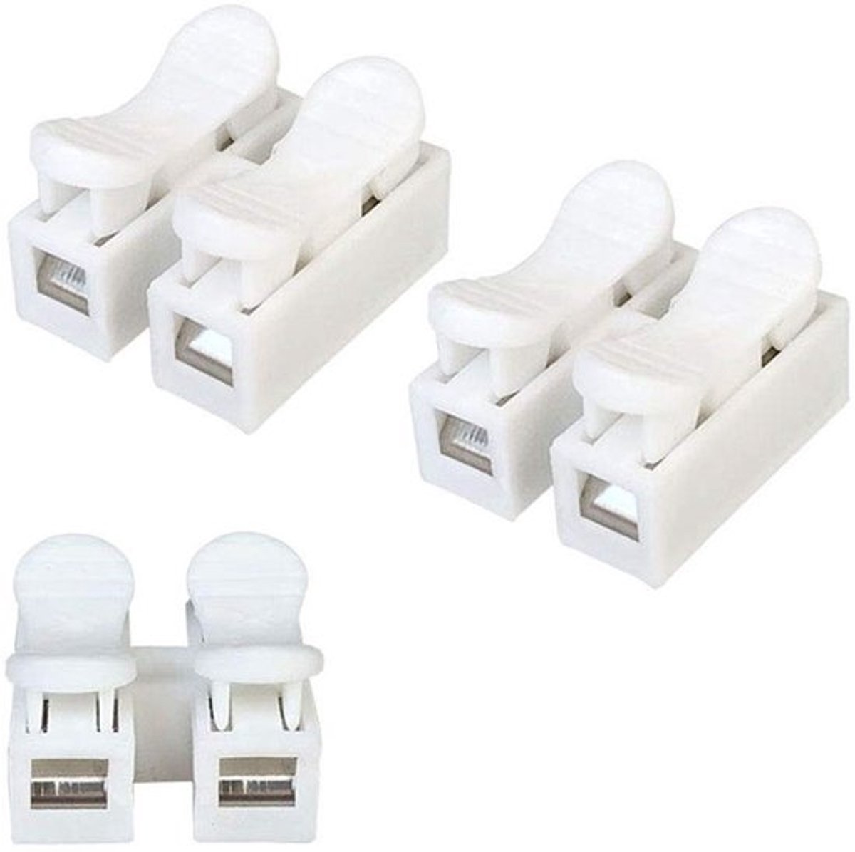 CH2 veerconnectoren - snelveerdraadconnector - zelfblokkerende kabelconnectoren - wit - snelterminal - 100 stuks - geschikt voor 0,5 ~ 2,...