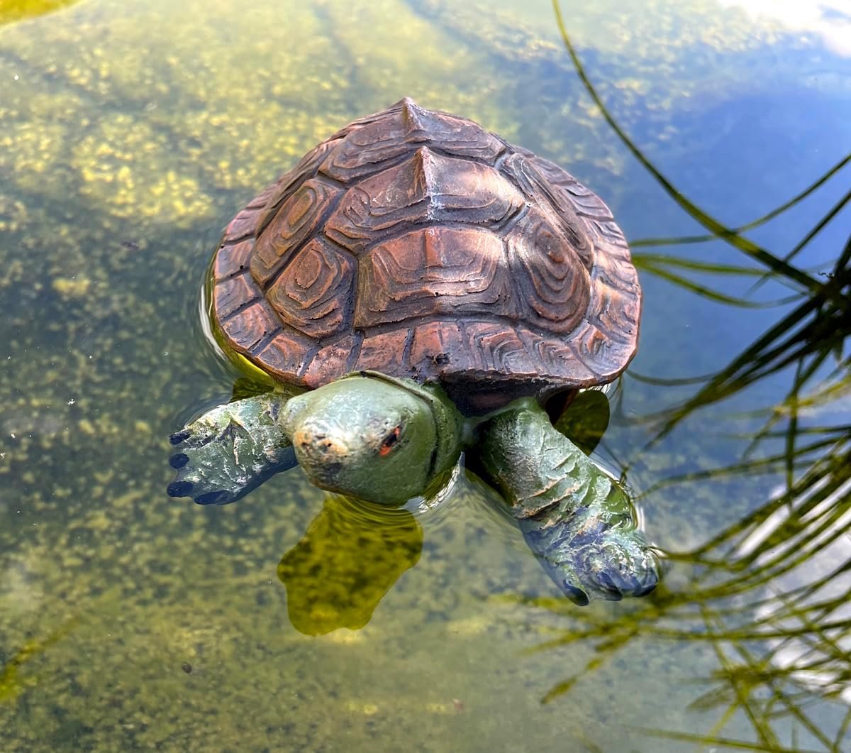 SnelShoppen - Turtle Vijverdecoratie, Zwemmend Dier voor Tuin, Mini Vijver Decoratief Figuur, Weerbestendig, Levensecht en Grappig voor Buiten
