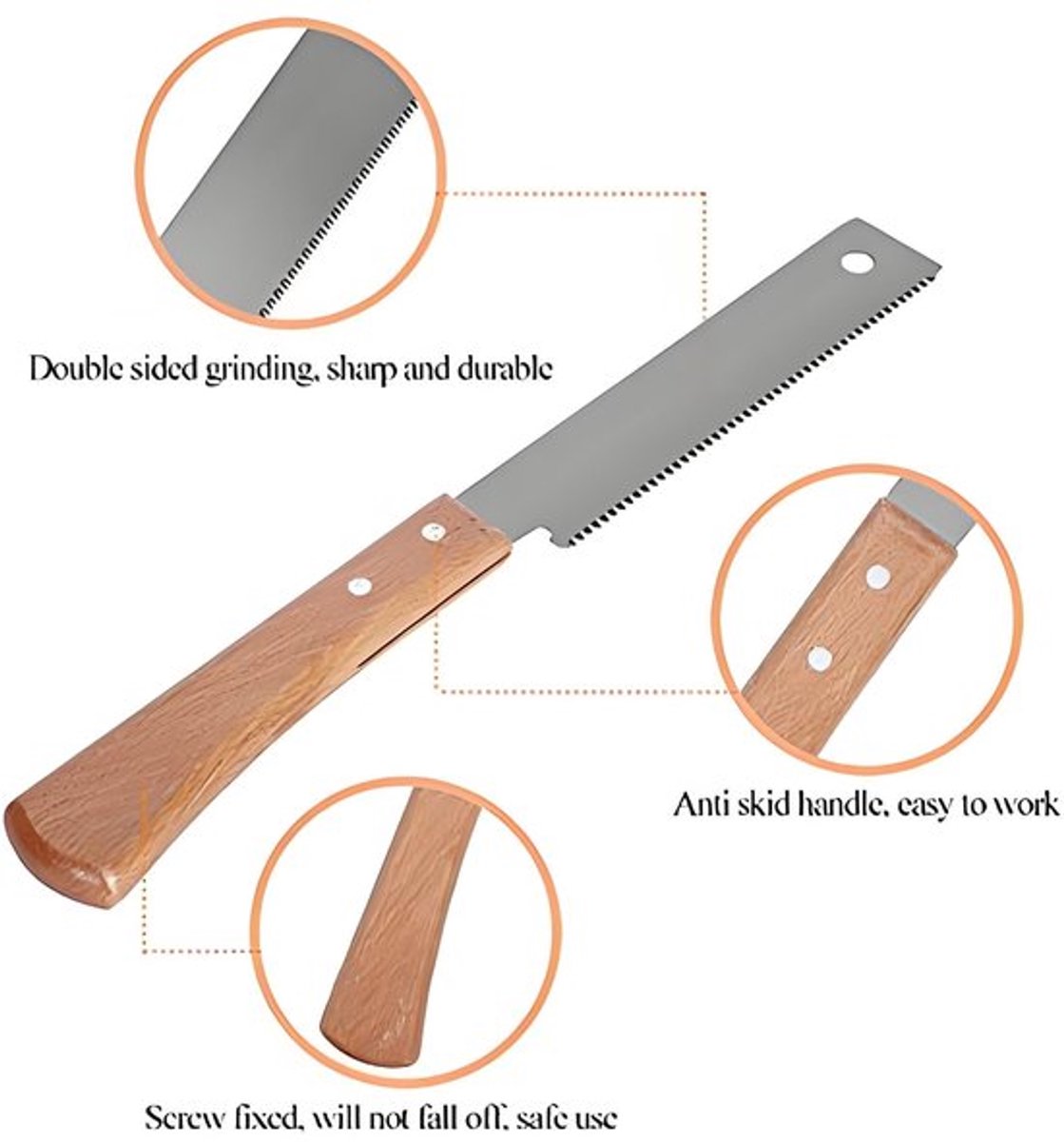 Kleine Handzaag - Houten Trekzaag - Compact en Lichtgewicht - Bruin - Huishoudelijke Zaag - Perfect voor Tuin en Timmerwerk - 30 cm