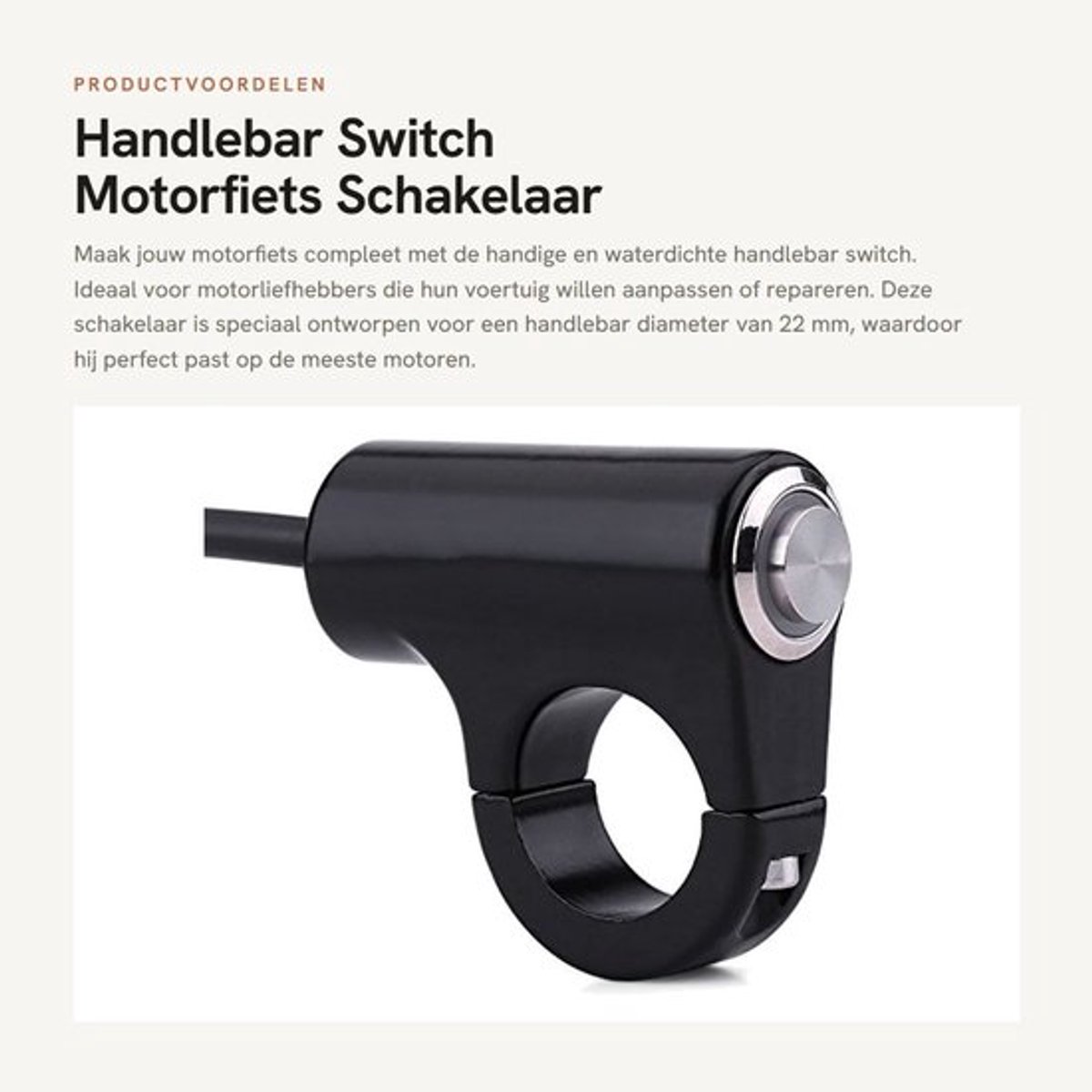 Handlebar Switch - Motorfiets Schakelaar - Waterdicht - 22mm - Duurzaam - Handige Drukknop - Geschikt voor de meeste motoren