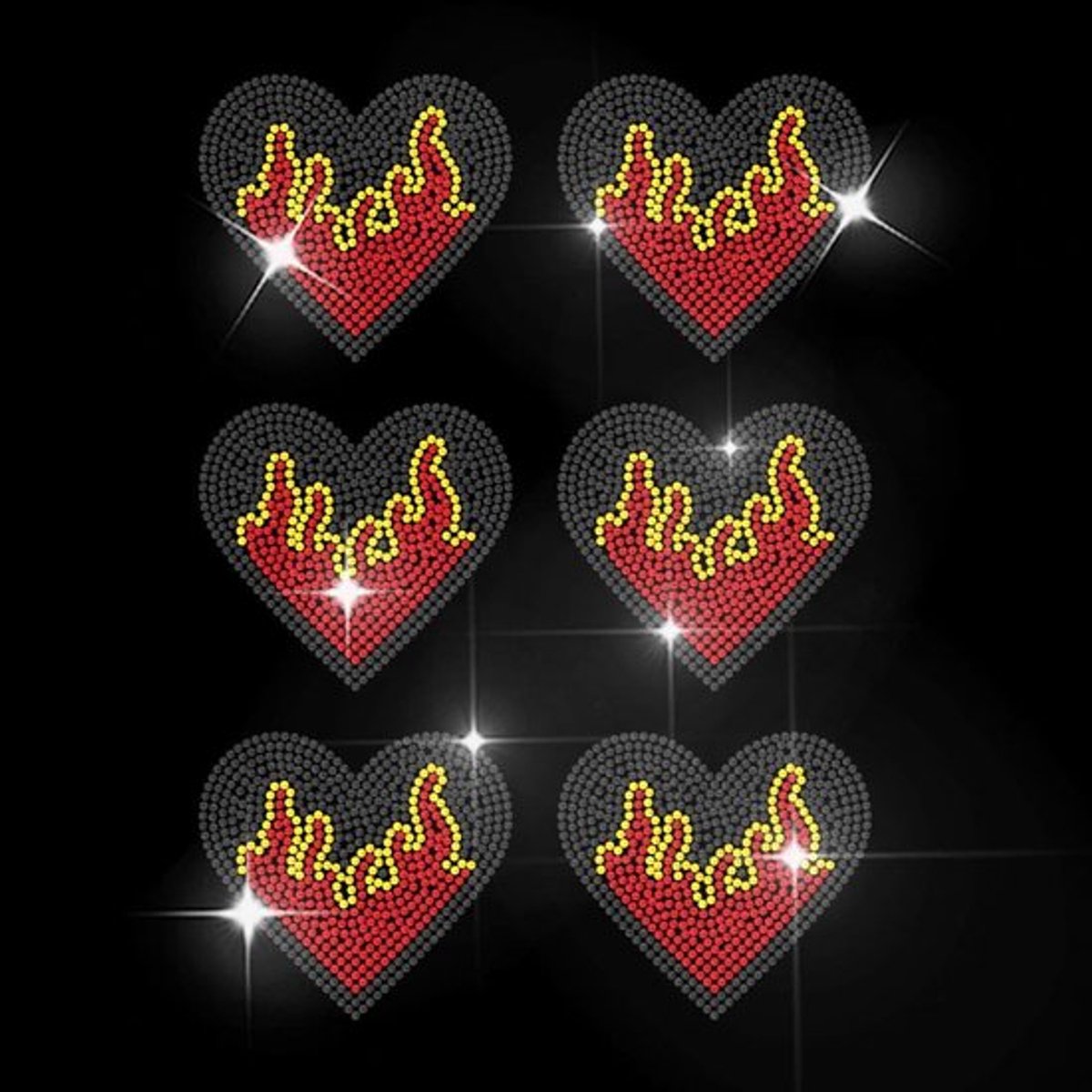 Warmteoverdracht Sticker Vlam Hart Design - Strass Decals - Hotfix Transfer - Kleding Decoratie - DIY Ambachten - 29,7 x 21 cm