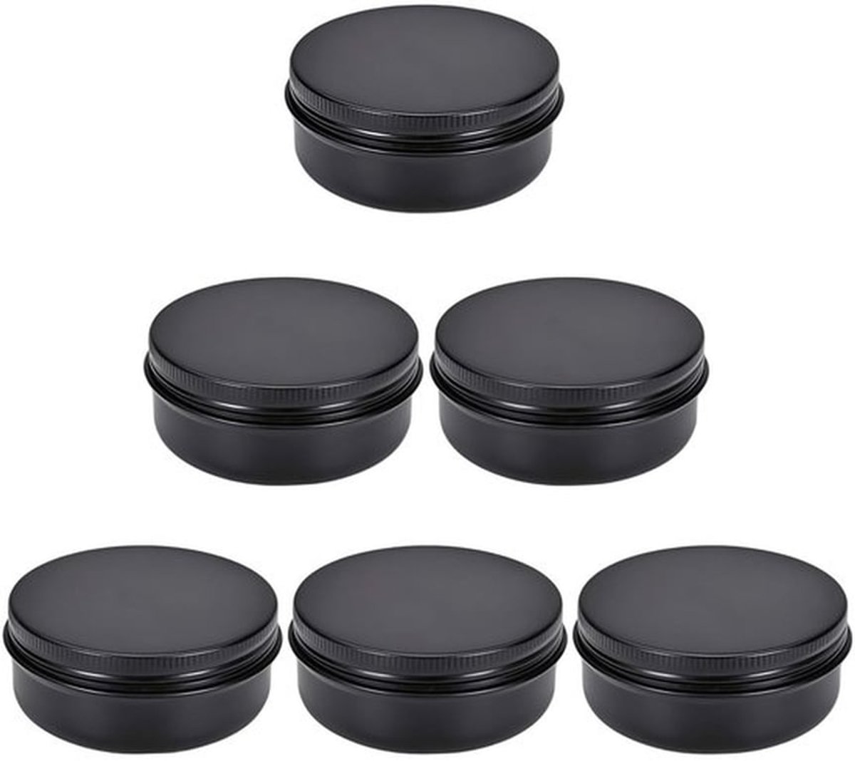 Aluminium Blikken 150ml/5oz - 6 Stks - Zwart - Ronde Blikken - Schroefdop - Lichtgewicht/Duurzaam - Opslagpotten
