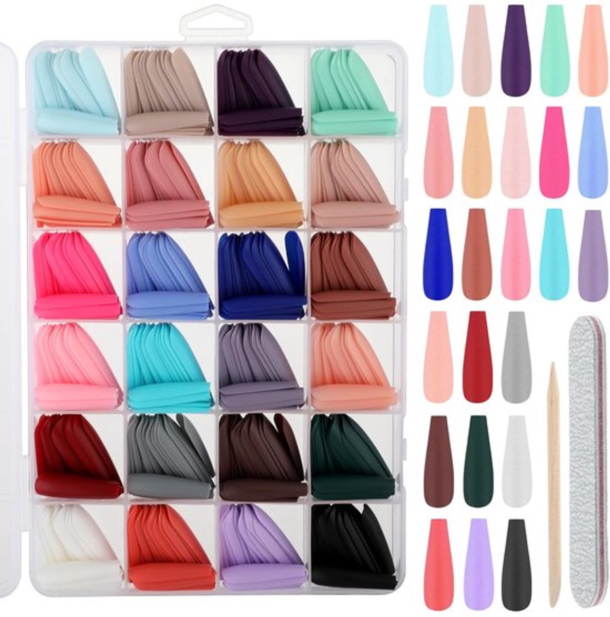 Kunstnagels 576 Stuks - Effen Kleuren - Matte Finish - Ballerina Vorm - Volledige Dekking - 10 Stijlen - ABS/PP Materiaal - Press-on Nails