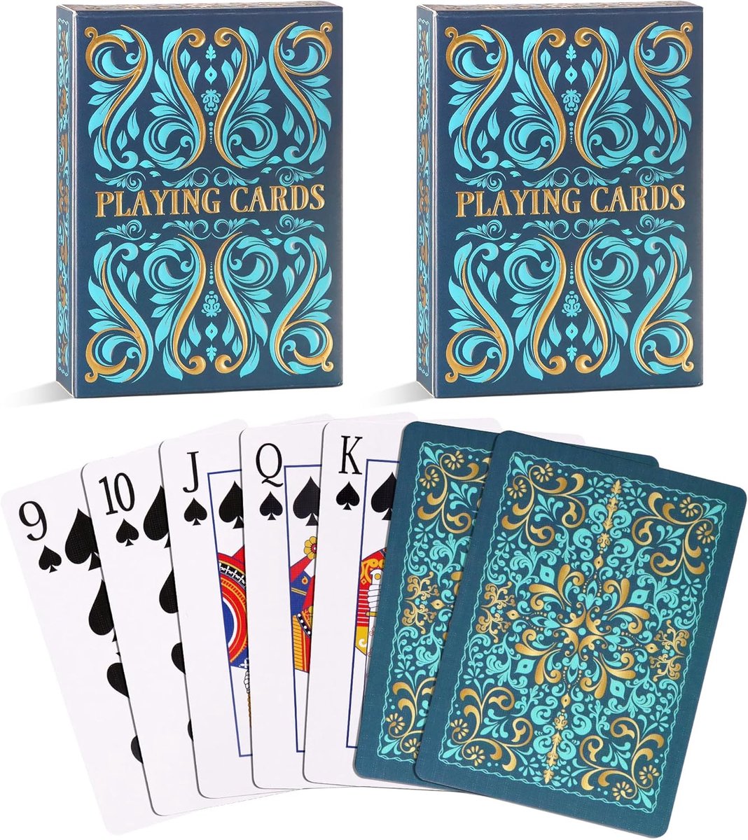 Aomaic 2 stuks standaard speelkaarten, premium pokerset, kaartspellen voor volwassenen, kaartspeldek voor reizen - ShopVlot
