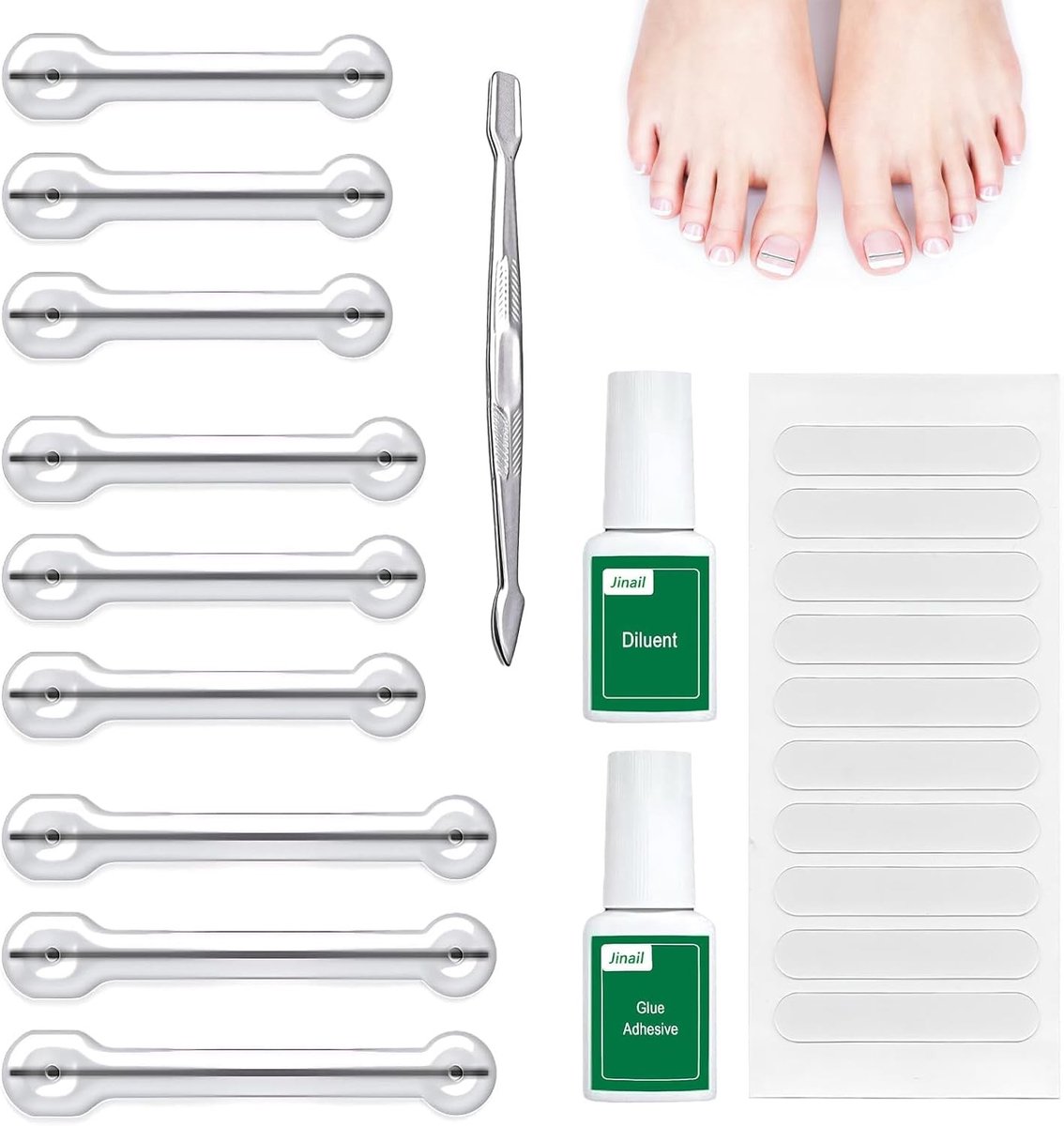 Ingrown Nail Correction Patches voor het Behandelen van Ingroeiende Nagels, 9 Stuks, Effectieve Nagelcorrectie en Verlichting van Pijn, 0.59/0.67/0.79 Inches