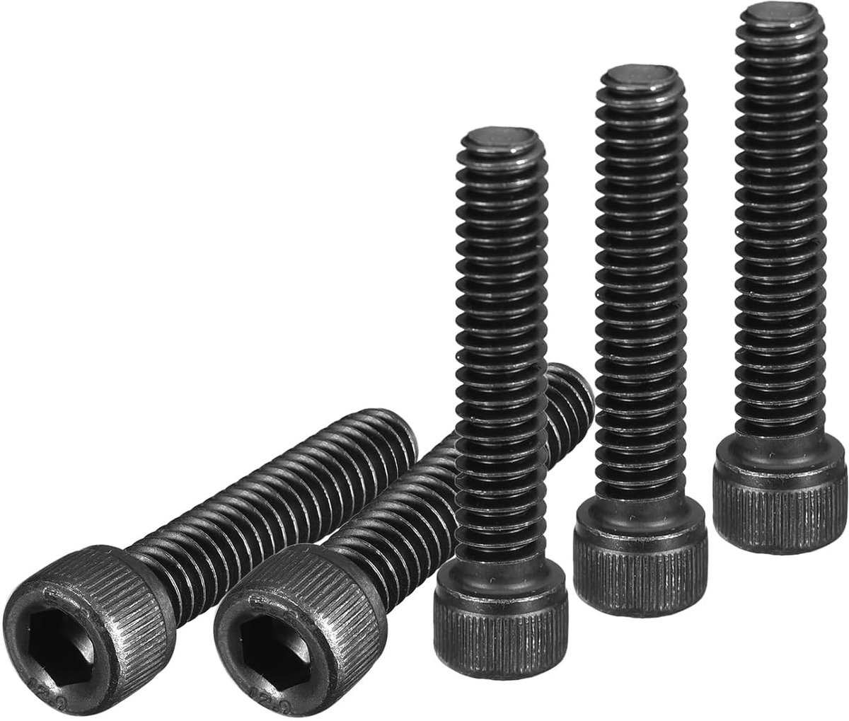 1/4-20 x 1-1/4" Cilinderkop Schroeven, 25 Stuks 12.9 Legering Staal Hex Socket Schroef, Verzonken Machine met Zwarte Oxide Afwerking, UNC Draad Volledige Draad