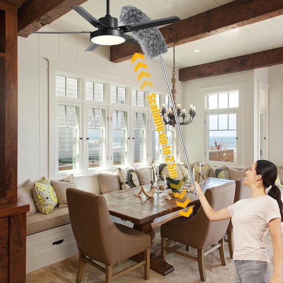 Telescopische Stoffer - Verstelbare Stoffer - Hoge Oppervlakken Reinigen - Buigbare Kop - 2.5 Meter - Grijs — afbeelding 4