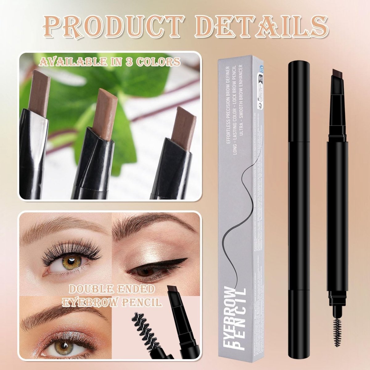 Professionele Micro Brow Pen Dubbelzijdig met Mechanische Pen voor het Teken, Vormen en Definiëren van Perfecte Wenkbrauwen in Koffiekleur - Waterproof, Langdurig en Natuurlijke Look