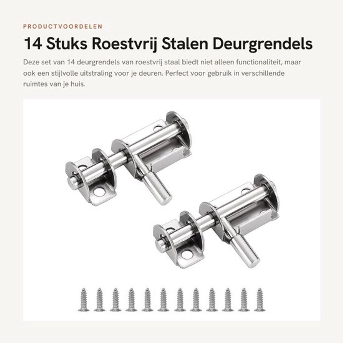 Deurgrendel 14 Stuks - Schuifgrendel - Boutgrendel - Roestvrij Staal - Mini-Sluitgrendel - Voor Badkamer/Slaapkamer