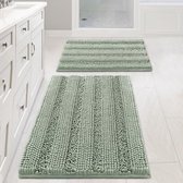 Badmatten Set 2-delig - Extra Dikke Chenille - 50x80 cm & 43x60 cm - Antislip & Superabsorberend - Machinewasbaar - Groen