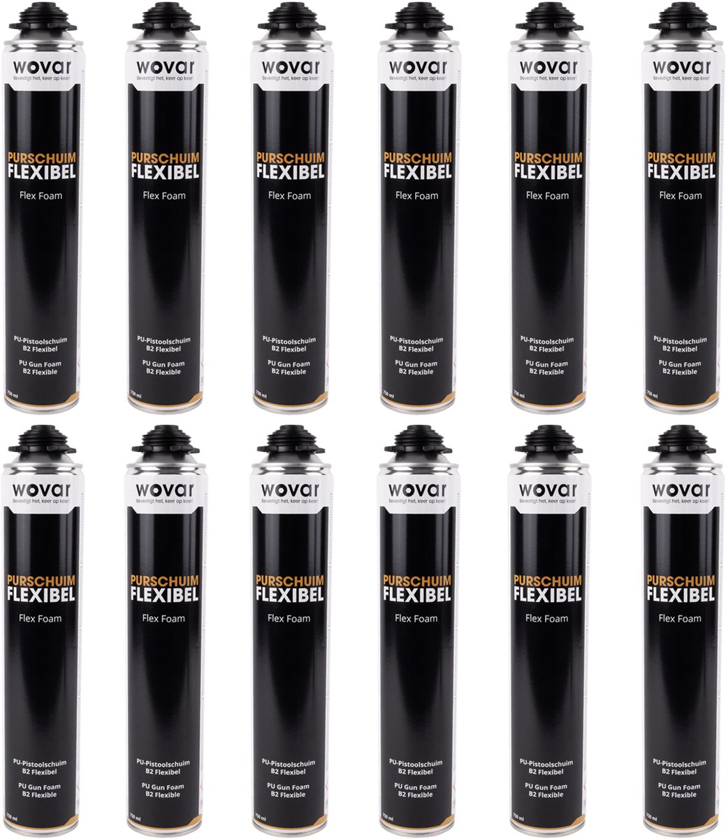 Purschuim Flexibel 750 ml | PU|Foam Pistoolschuim | Luchtdicht | Overdoos 12 stuks