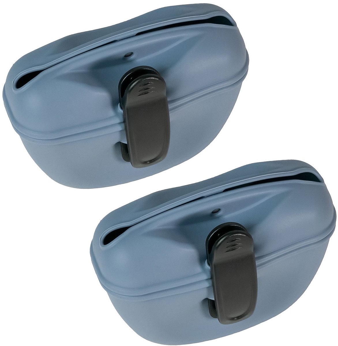 Intirilife 2x Snoepzakjes voor honden van siliconen in blauwgrijs - 13 x 5 x 10,5 cm - Trainingszakje met riemclip voor droogvoer, natvoer, accessoires voor hondentraining