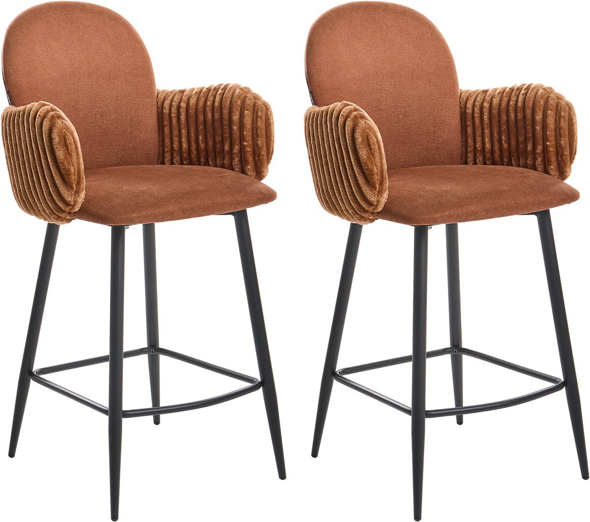 AMITY - Barstoelen set van 2 - Bruin - Polyester