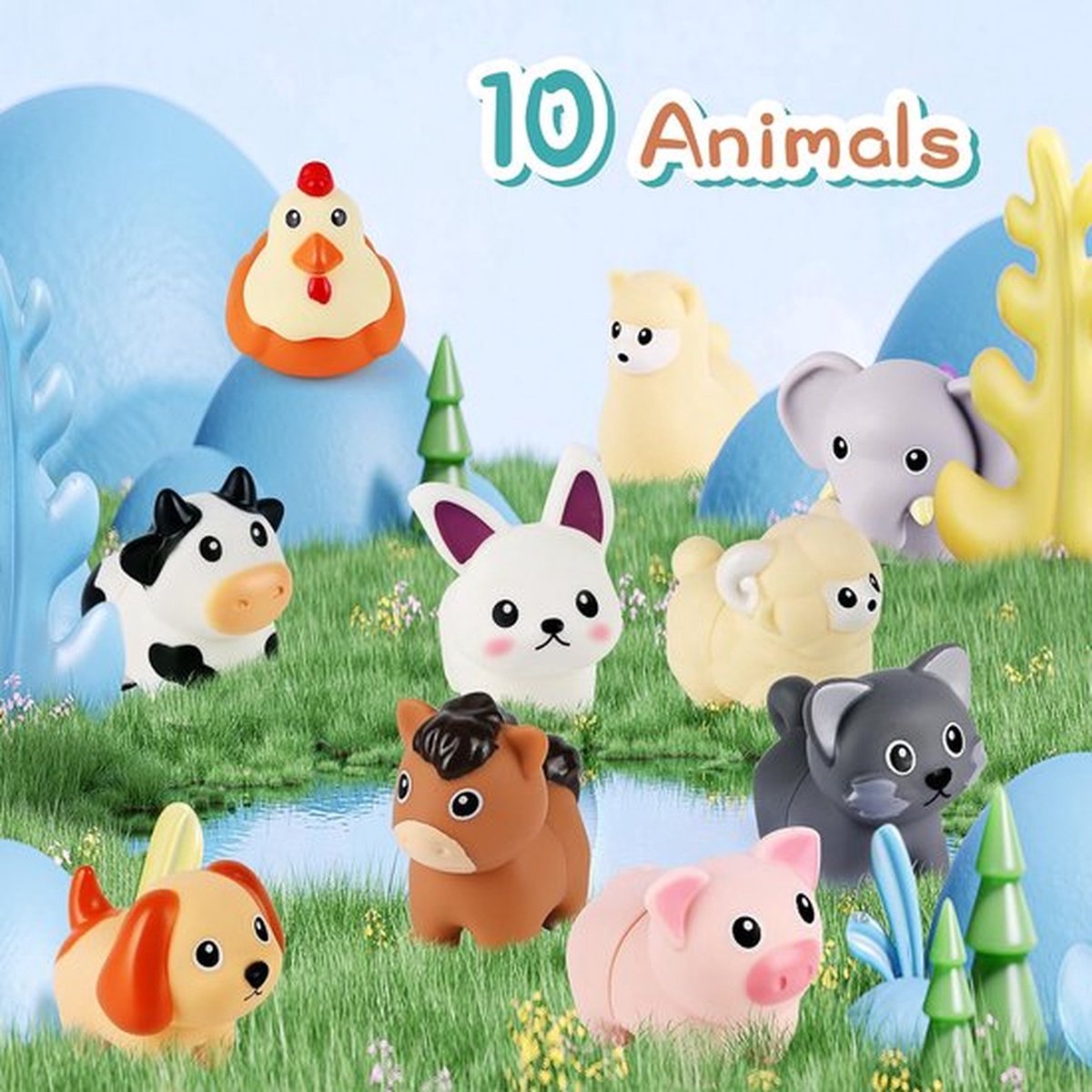 Montessori-Speelgoed Voor Peuters - Met 10 Verschillende Dieren - Kleuren Sorteren En Stapelen, Matchen En Leren - Speelgoed Voor Motorische Vaardigheden - Baby-Zintuiglijke Educatieve Spellen Cadeau Voor Kinderen, Jongens En Meisjes