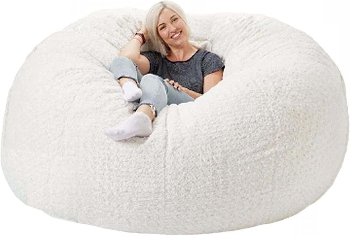 Stoelhoezen Zonder Vulling - Zitzakhoes Sofa Cover - Ontspannen Zitten - Zacht Velours Materiaal - 112cm*68cm - Wit