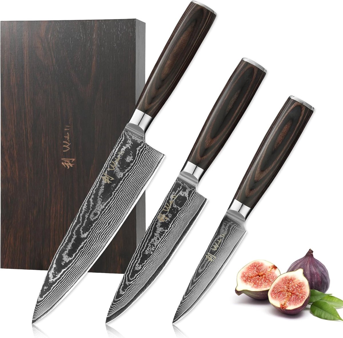 SnelShoppen - Professioneel Koksmes Set 3-delig, Hoogwaardige Hardheid 60±1 HRC, RVS, Perfect voor Keuken, Koken, Grilling, Meisjes en Jongens